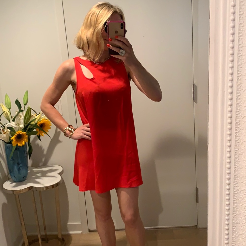 Tibi Red Silk Mini Dress